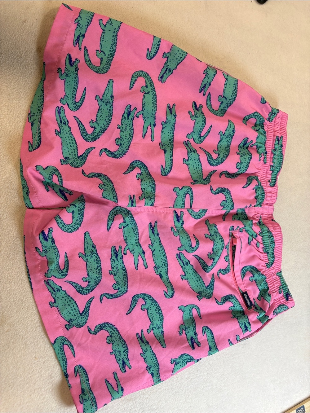 chubbies Pink Swim Trunks with Green Alligator Print - Picture 4 of 8